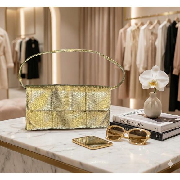 Vintage 90s Gold Jessica McClintock Convertible Clutch/Purse - Picture 4 of 9